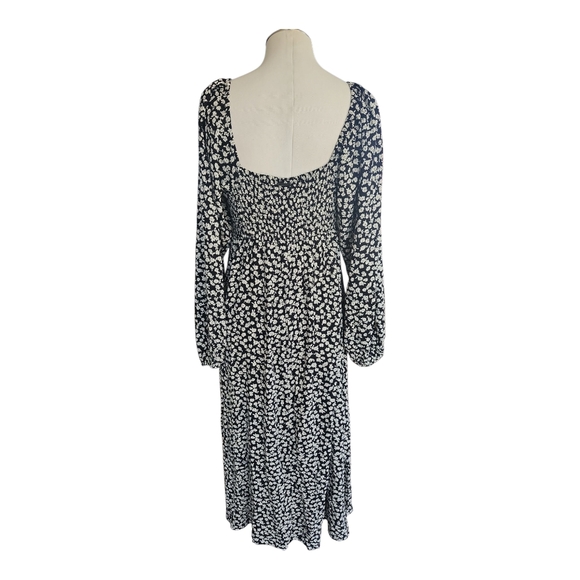Billabong Better Days Midi Dress – Size L, Black & White Floral with Keyhole Tie - Picture 3 of 12